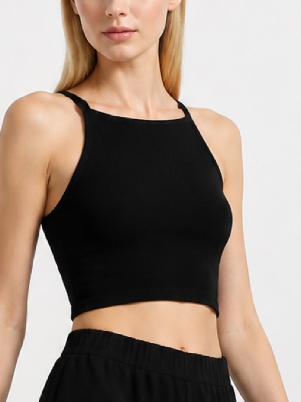 Torrid Black High-Neck Crop Racer Cut Tank Top